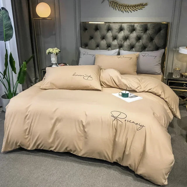 EmbroiLux Pościel - Elegancka luksusowa poszwa na kołdrę z haftem