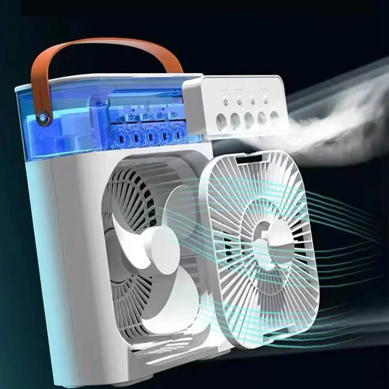Przenośny wentylator elektryczny USB z lampką LED i mgiełką wodną - 3 w 1 nawilżacz powietrza do domu |
