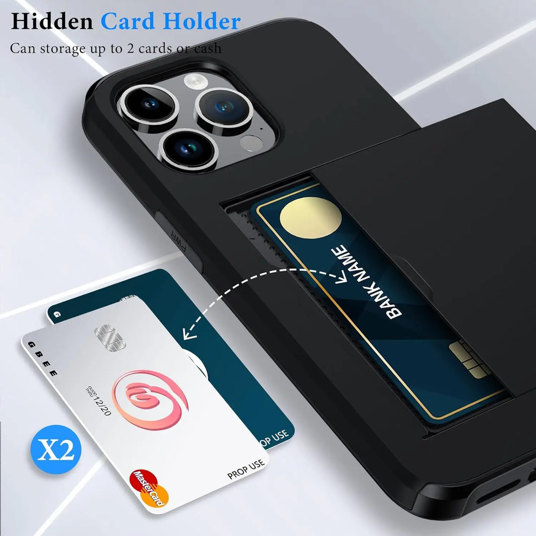 Etui LuxShield na iPhone z kieszonką na karty | Smukły design | Przechowywanie kart | Ochrona i styl