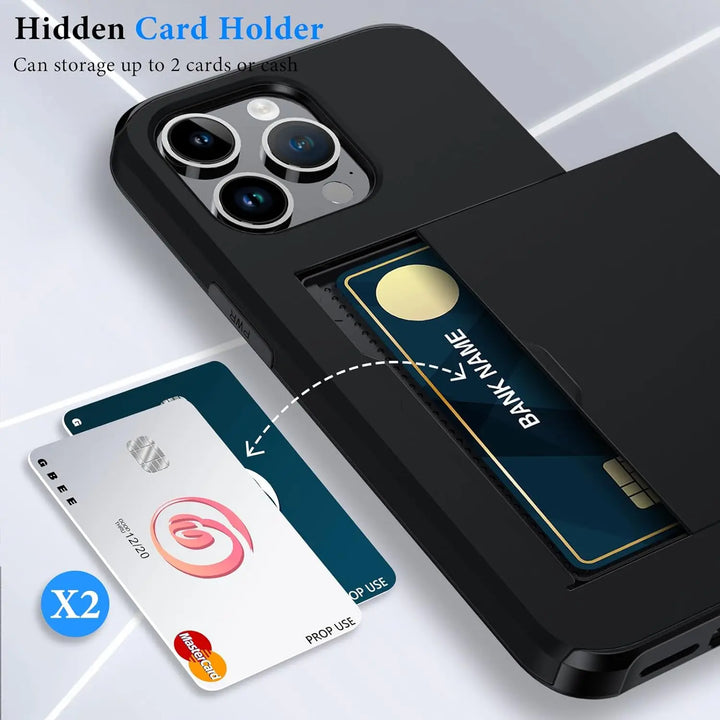 Etui LuxShield na iPhone z kieszonką na karty | Smukły design | Przechowywanie kart | Ochrona i styl
