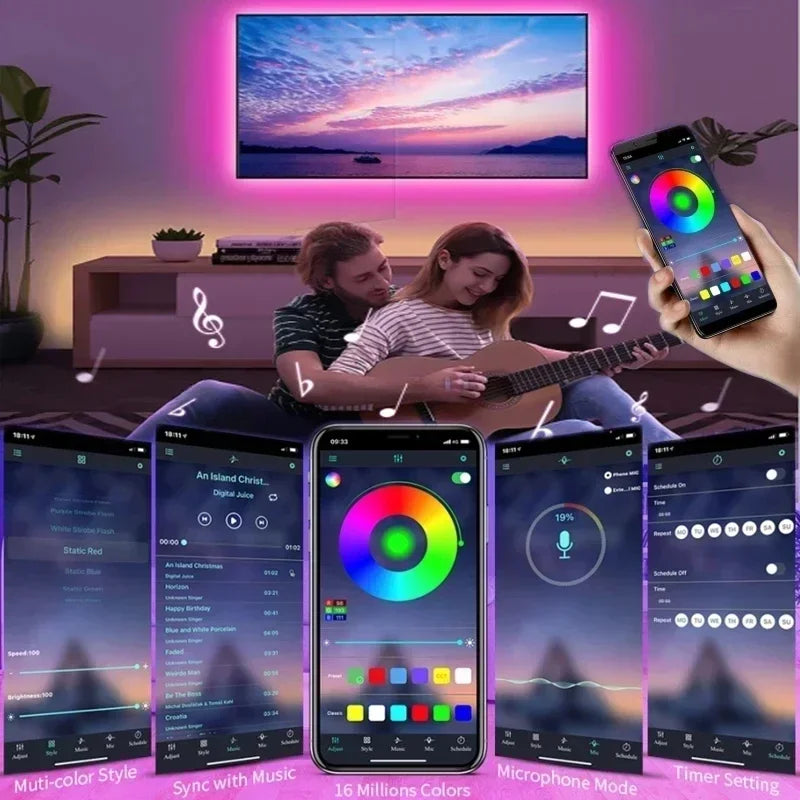 RGB 5050 Taśma LED z Pilotem i Kontrolą Aplikacji - Zasilanie USB
