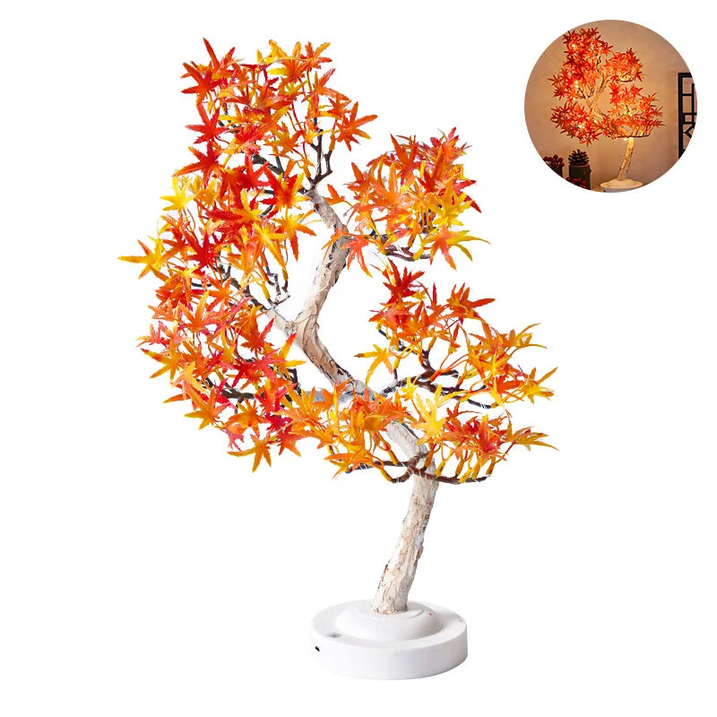 LED Klonowy Liść Bonsai Drzewo Nocna Lampa – Dekoracyjna Lampa Stołowa do Salonu i Sypialni |