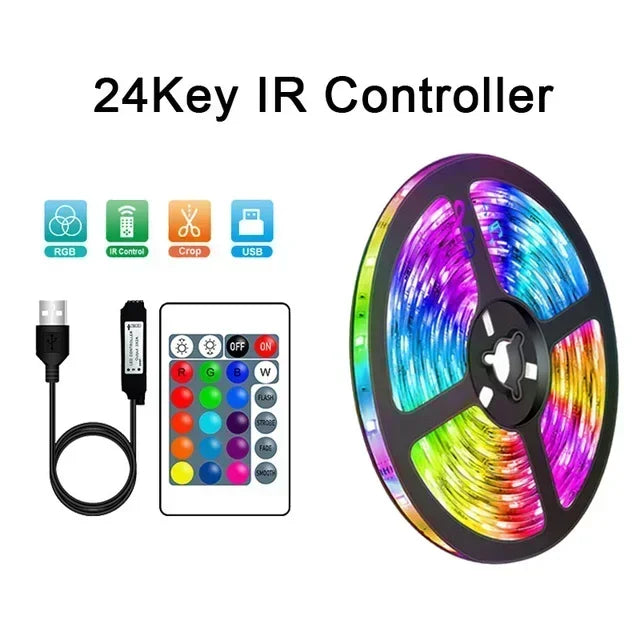 RGB 5050 Taśma LED z Pilotem i Kontrolą Aplikacji - Zasilanie USB