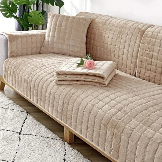 VelvetCozy - Pluszowy pokrowiec na sofę z weluru, antypoślizgowy, dla dodatkowej elegancji i komfortu