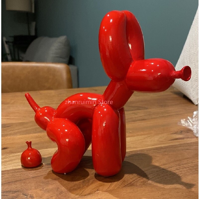 Rzeźba Psa z Balonów, Statua Sztuki Balonowej, Mini Figurka Kolekcjonerska, Dekoracja Domowa, Figura Żywiczna, Akcesoria Biurkowe, Dekoracja Pokoju