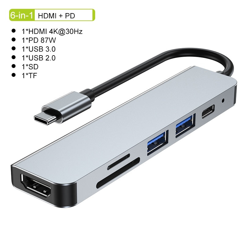 Hub Thunderbolt 3 USB-C z HDMI, PD, SD/TF dla MacBook Air M1 i iPad Pro