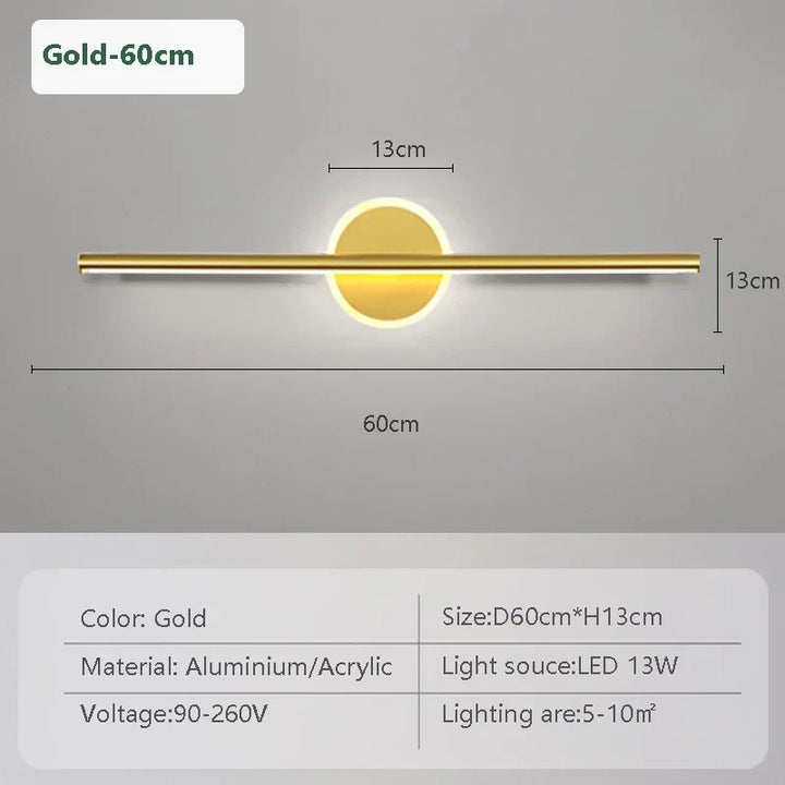 Lampa Ścienna LED LineaLux | Czarna i Złota | 40/60/80 cm | Ciepłe, Zimne i Trójkolorowe Światło | Nowoczesne Oświetlenie Lustra i Ściany