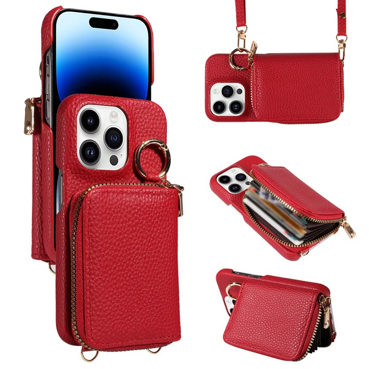 Premium Etui Skórzane na iPhone z Funkcją Wielofunkcyjną i Ochroną Przeciwdegaussową