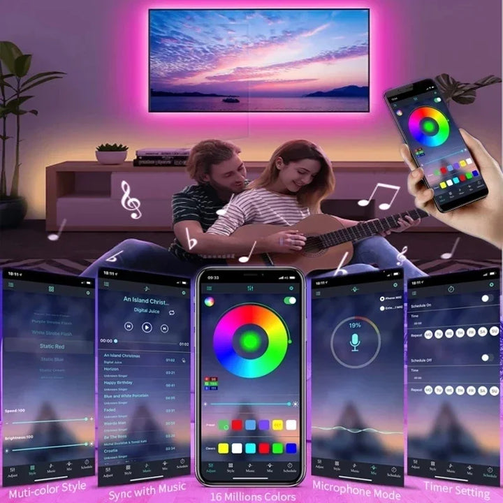 USB RGB Taśmy LED z kontrolą aplikacji do dekoracji oświetlenia w pokoju i telewizorze