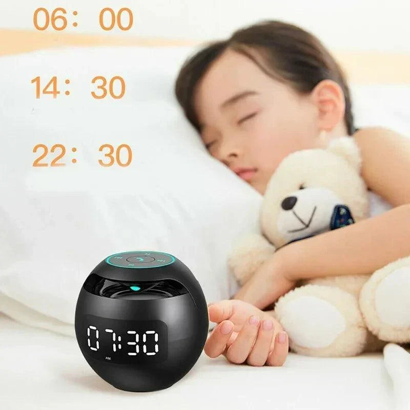 Zegar alarmowy z głośnikiem kulkowym | Bluetooth 5.0 | LED Nocna Lampa | Bateria 2200 mAh