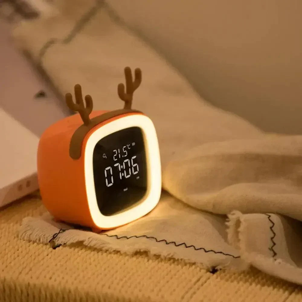 Bunny LED Zegar Alarmowy z Lampką Nocną – Ładowalny, Uroczy Wyświetlacz Cyfrowy dla Dzieci i Sypialni