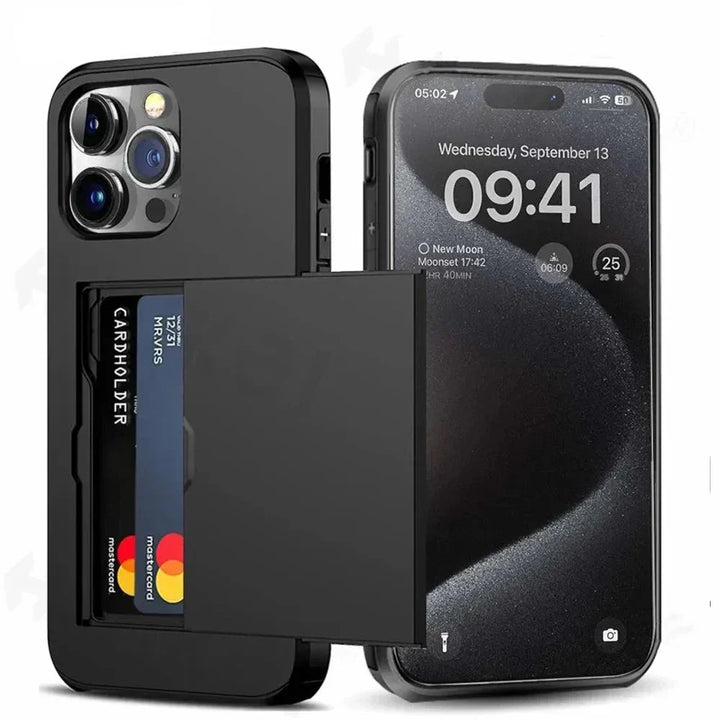 Etui LuxShield na iPhone z kieszonką na karty | Smukły design | Przechowywanie kart | Ochrona i styl