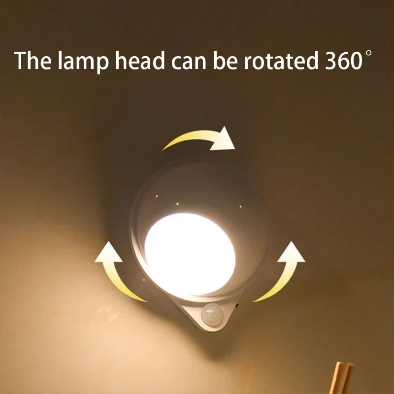 Inteligentna LED Lampa Nocna GlowMate 360 | Obrót 360° | Czujnik Ruchu | Ładowanie przez USB