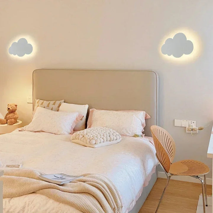 Lampa Ścienna LED w Kształcie Chmury | 3-kolorowa Przyciemniająca jako Lampa Nocna | Biała
