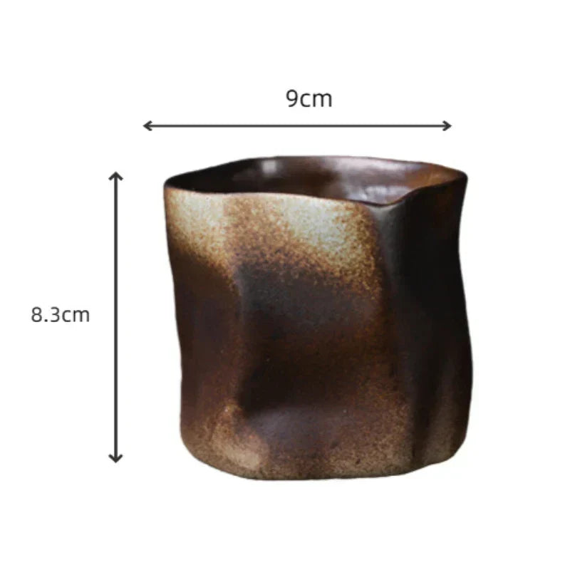 Nieregularny, skręcony kształt filiżanki 9.47 uncji/280 ml ceramiczna filiżanka do kawy i herbaty bez uchwytu polichromatyczne kreatywne ceramiczne kubki filiżanki retro