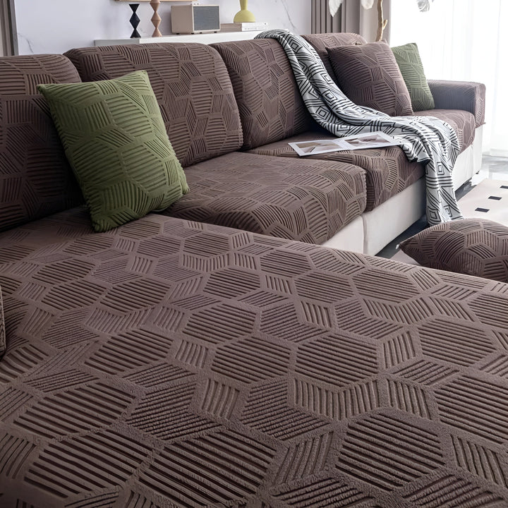 Pokrowiec na sofę Jacquard z geometrycznym wzorem – Miękki i przyjazny dla zwierząt | Idealny do ochrony i przytulnych przestrzeni życiowych |