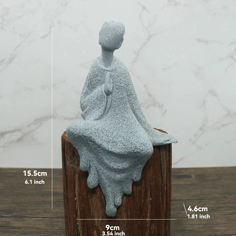 Mała figura Buddy z kamienia - buddyjscy mnisi, figury buddyzmu tybetańskiego, ornament do ogrodu zen, dekoracja do akwariów, medytacja w domu