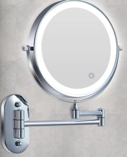 Czarny LED Ładowany Lusterko do Makijażu – 3 kolory Światła
