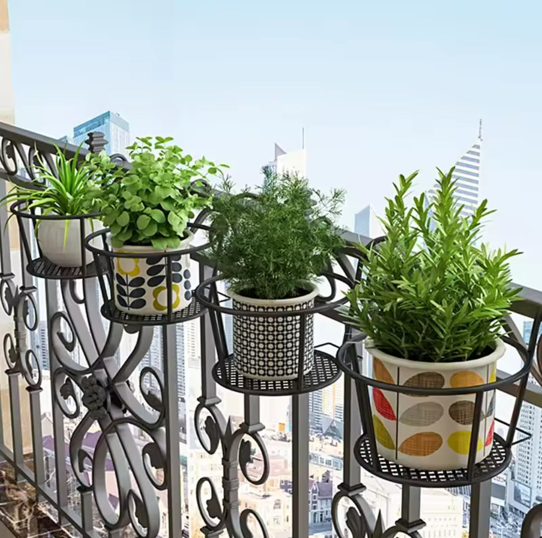 3-częściowy stojak na doniczki na balkon czarny listopad