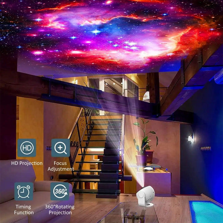 NOWY Projektor Planetarium Galaktyka 13 w 1, Lampka Nocna HD z Projekcją Gwiazd Aurora do Pokoju Dziecięcego, Dekoracja na Domowe Przyjęcia