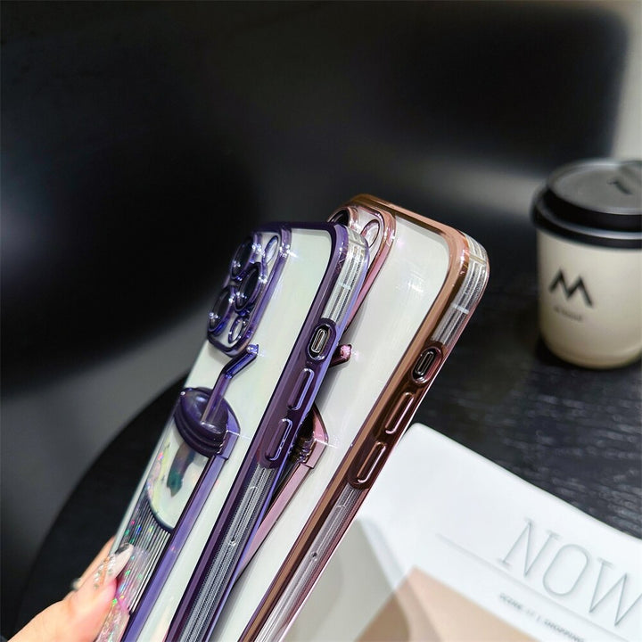 Etui na iPhone z Kubkiem Napojów w Brokacie