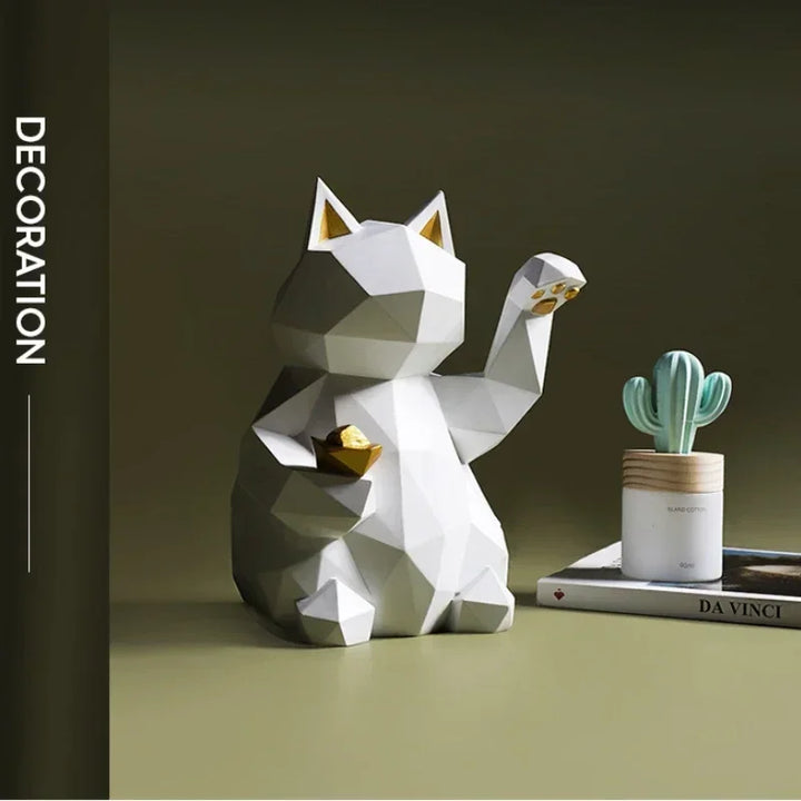 Nordycka Minimalistyczna Geometria Statuy Szczęśliwego Kota