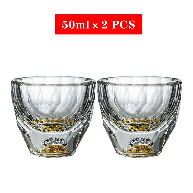 Kryształowe szklanki do whisky, kieliszki do likieru, kubki w kształcie kuli, do sake i shochu, podwójne ścianki, grube dno, mała pojemność, filiżanki do herbaty