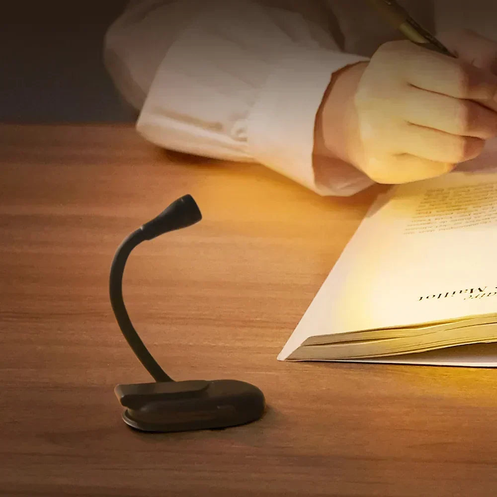Mini Lampa Książkowa - Przenośna Lampa Nocna z Klipsem i Ładowaniem USB, Regulowana Jasność LED do Sypialni, Ochrona Oczu i Kempingu - Lampa Książkowa z Obrotowym Klipsem 360°