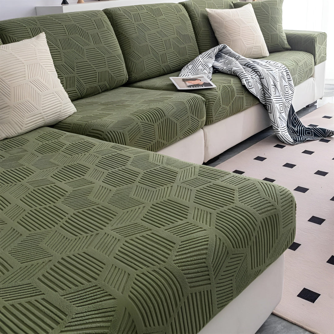 Pokrowiec na sofę Jacquard z geometrycznym wzorem – Miękki i przyjazny dla zwierząt | Idealny do ochrony i przytulnych przestrzeni życiowych |