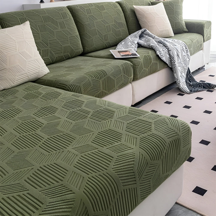 Pokrowiec na sofę Jacquard z geometrycznym wzorem – Miękki i przyjazny dla zwierząt | Idealny do ochrony i przytulnych przestrzeni życiowych |