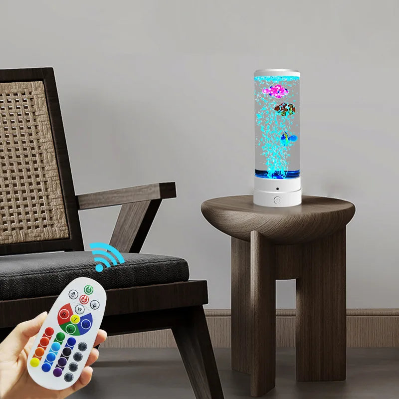 Symulowana kolorowa lampa LED duża ryba bąbelkowa światło akwarium USB nocna lampa do domu biurka sypialni salonu