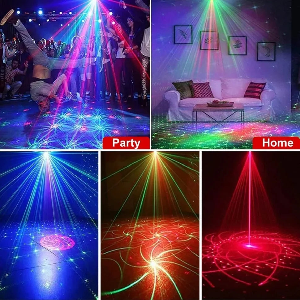 RGB Disco Lights Stage DJ Party Laser Projector - Lampa Stroboskopowa do Dekoracji Domu na Imprezy i Święta