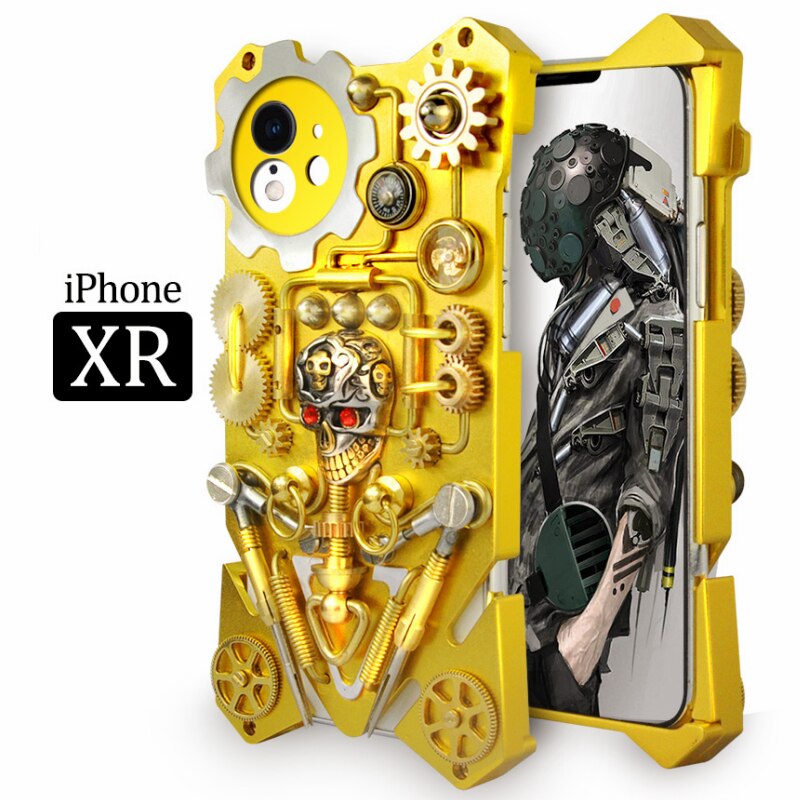 Mechaniczna Czaszka w Stylu Cyberpunk - Etui na iPhone