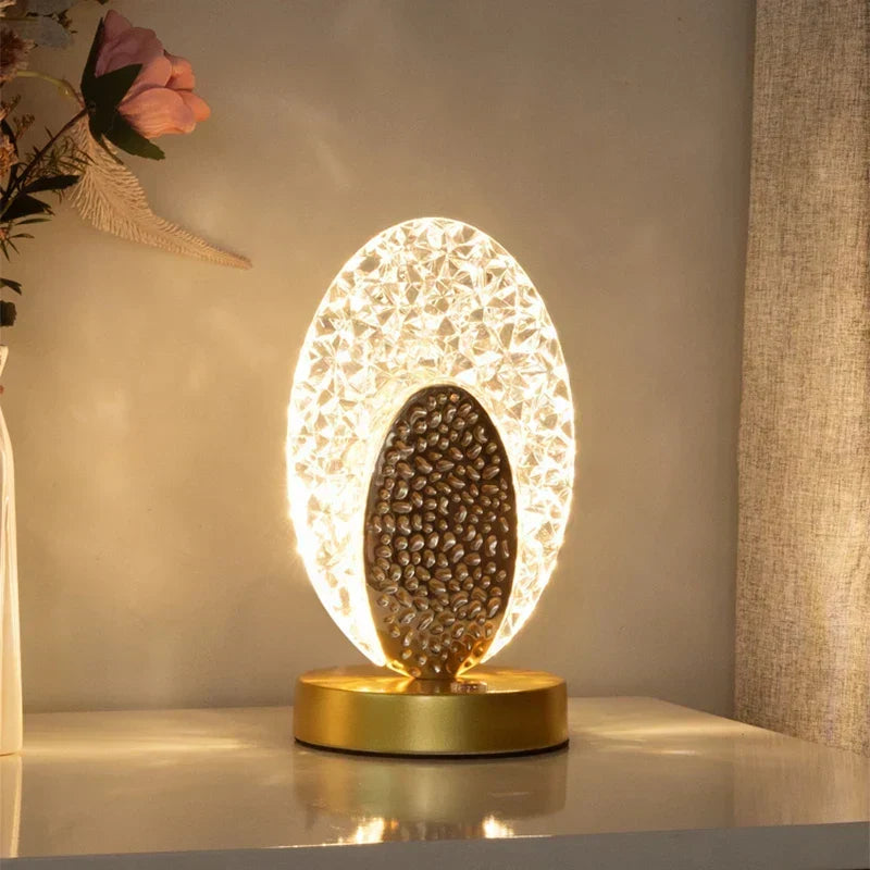 Lampa Stołowa LED Kryształowa: Ściemniana, Ładowanie USB, Sterowanie Dotykowe i Pilotem