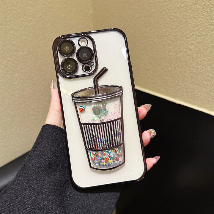 Etui na iPhone z Kubkiem Napojów w Brokacie