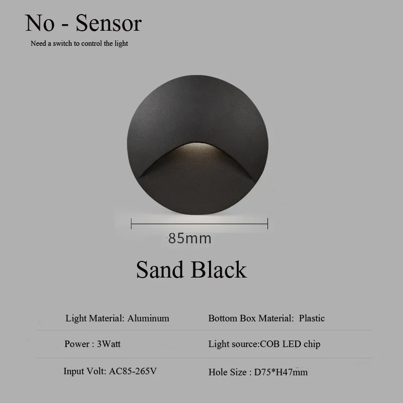 Nowoczesna wodoodporna lampa LED wpuszczana IP65 do oświetlenia zewnętrznego - 3W wbudowana lampa schodowa i balkonowa