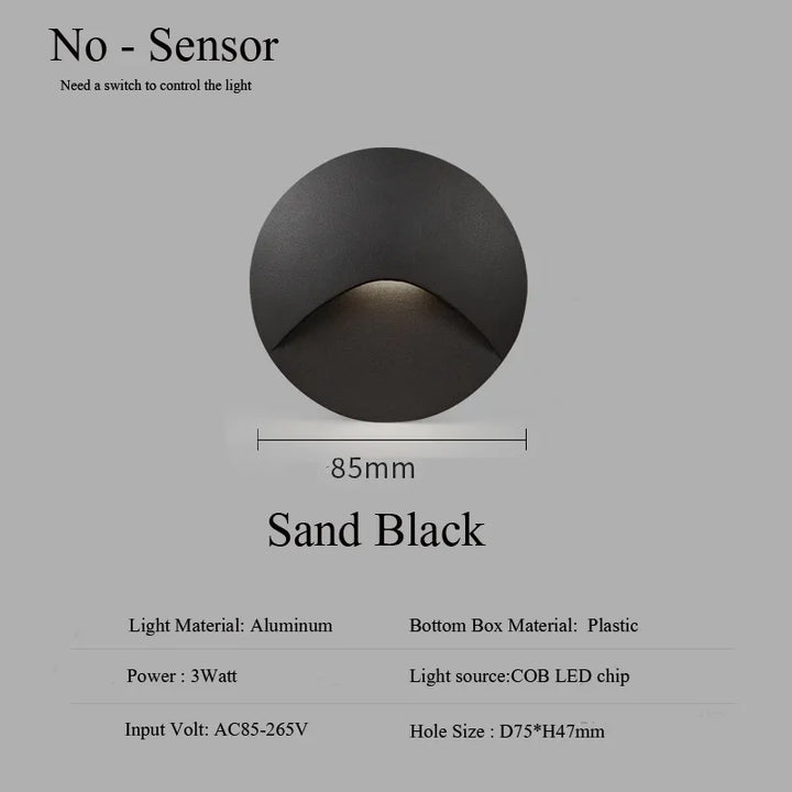 Nowoczesna wodoodporna lampa LED wpuszczana IP65 do oświetlenia zewnętrznego - 3W wbudowana lampa schodowa i balkonowa