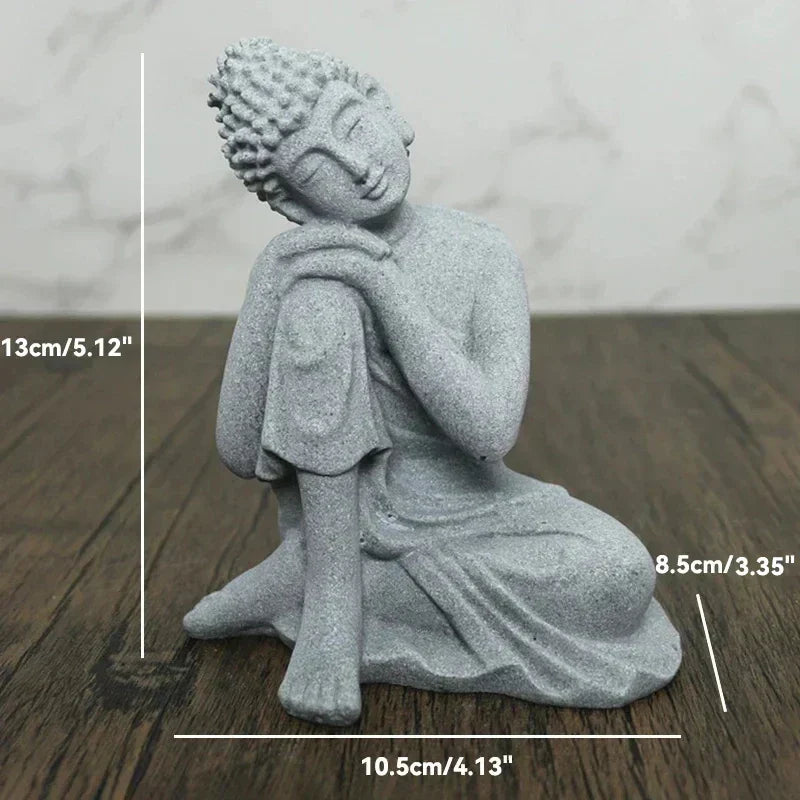 Mała figura Buddy z kamienia - buddyjscy mnisi, figury buddyzmu tybetańskiego, ornament do ogrodu zen, dekoracja do akwariów, medytacja w domu