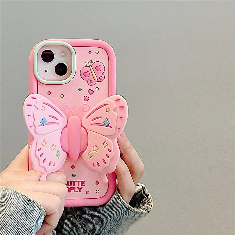 Urocza 3D Złożona Obudowa Motyla Ochronna do iPhone&