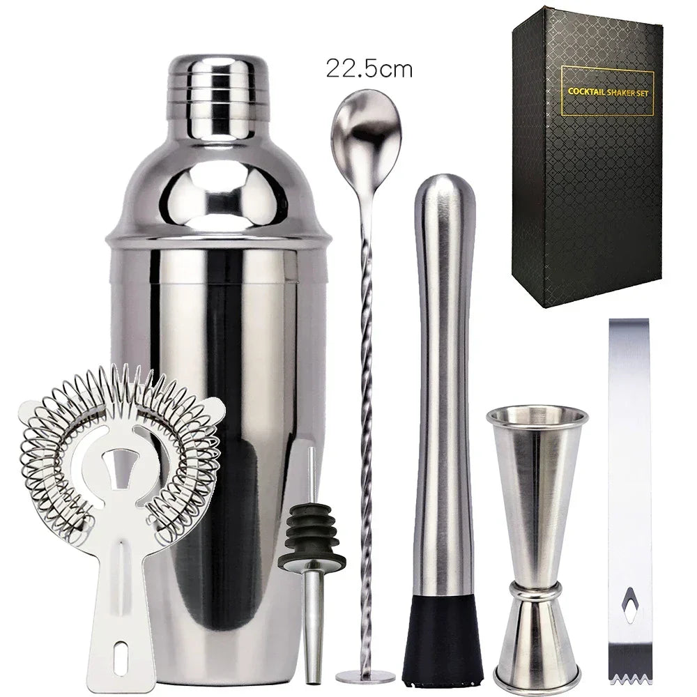 550 ml/750 ml Stal nierdzewna Shaker do koktajli Zestaw narzędzi barmana Zestaw barowy z wieszakiem na wino Narzędzie na prezent urodzinowy