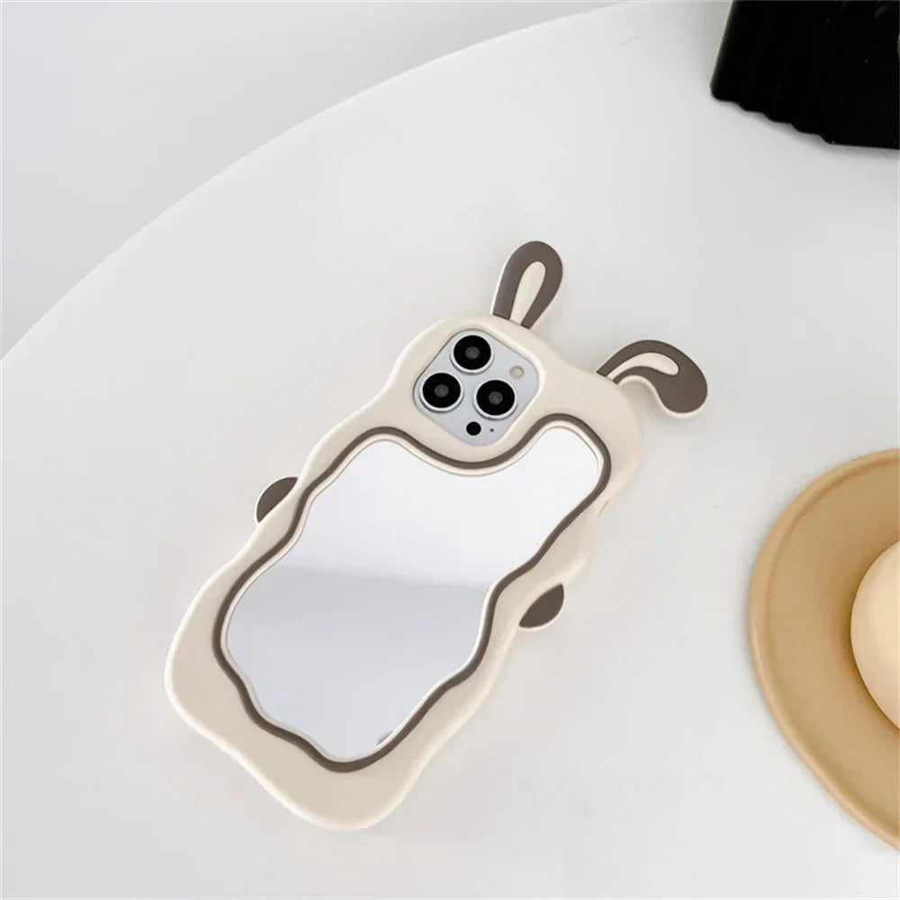 Etui na iPhone z Lusterkiem do Makijażu w Kształcie Uszu Królika