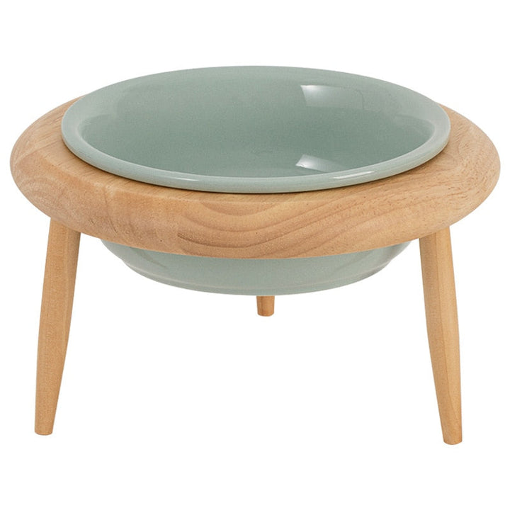 Miska dla kota Misha Ceramiczna z podstawką z drewna