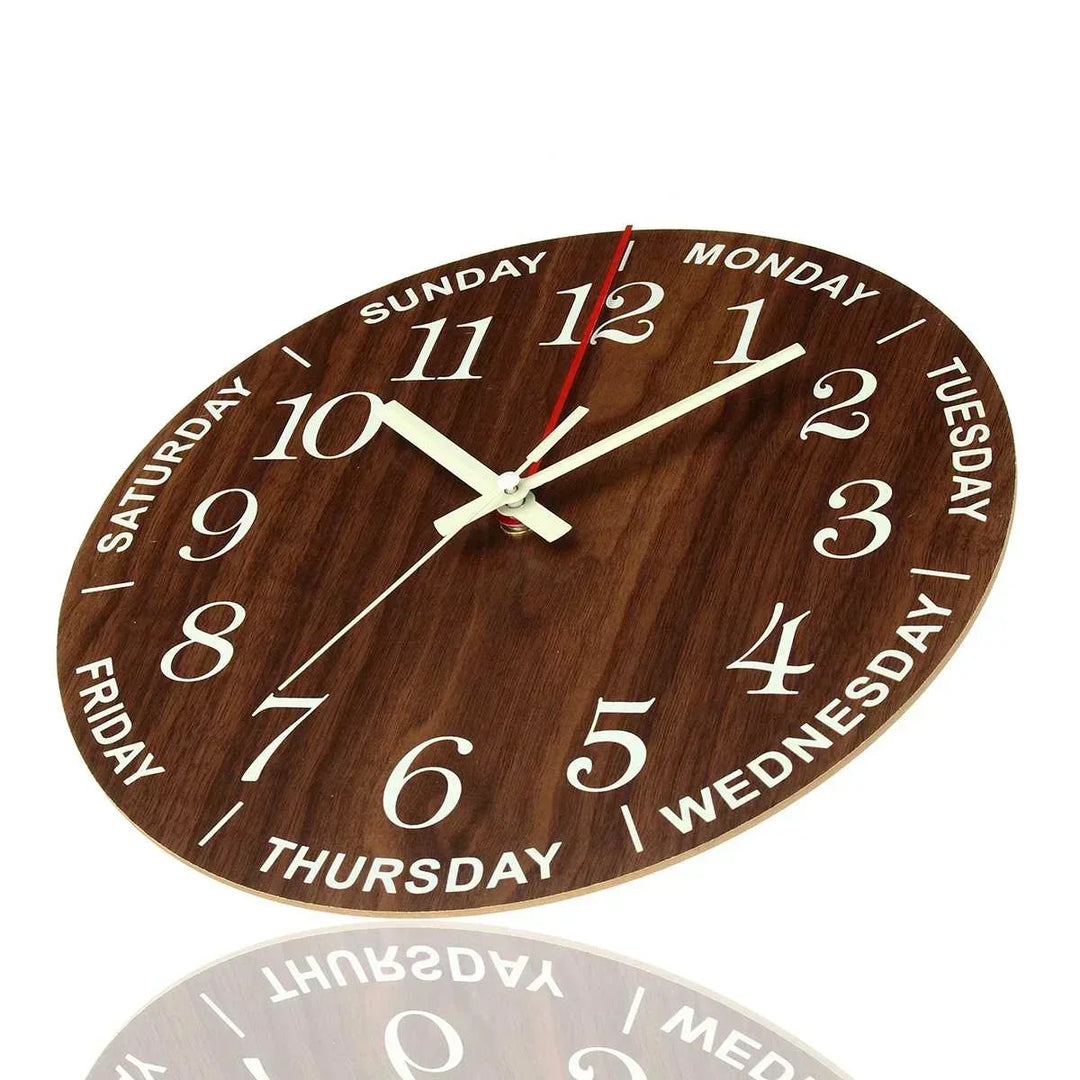 GlowClock – Luksusowy Drewniany Zegar Ścienny z Nocnym Światłem