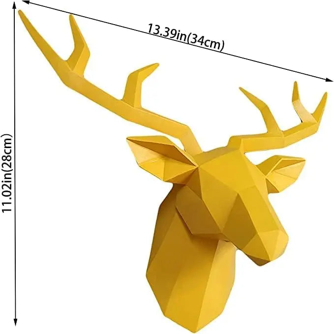 Rzeźba głowy jelenia 3D, geometryczna żywica, dekoracja ścienna z głową zwierzęcia, nowoczesny wystrój wnętrz, luksusowa dekoracja ścienna