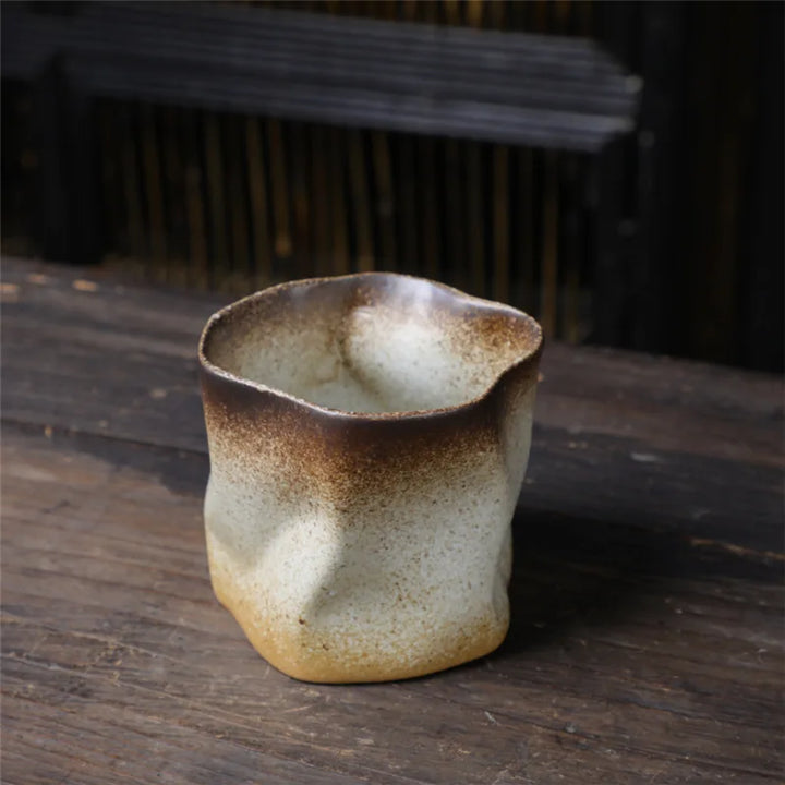 Nieregularny, skręcony kształt filiżanki 9.47 uncji/280 ml ceramiczna filiżanka do kawy i herbaty bez uchwytu polichromatyczne kreatywne ceramiczne kubki filiżanki retro
