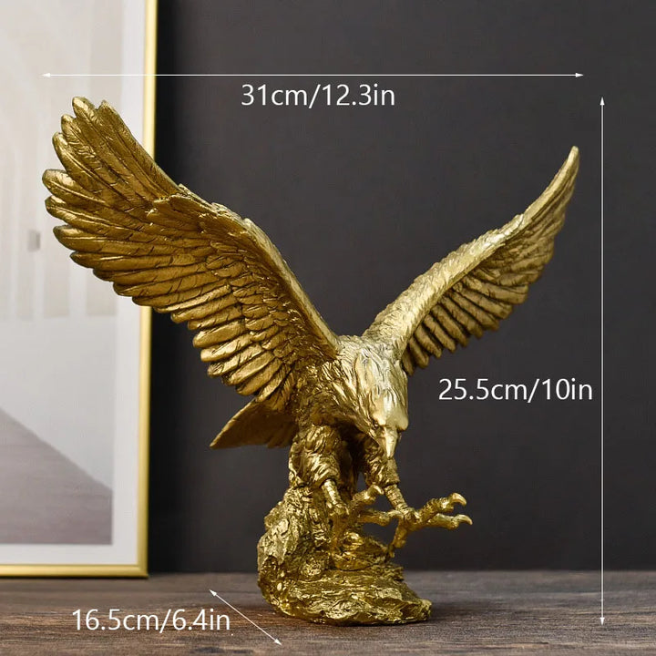 Figurka Orła Złotego z Żywicy - Artystyczny Model Zwierzęcia do Domu lub Biura - Feng Shui Dekoracyjna Figura