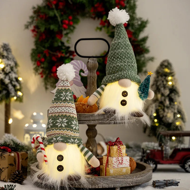Dekoracja Świątecznego Gnomka | LED Nocna Lampa | Ciepłe Świecące Ozdoby Świąteczne