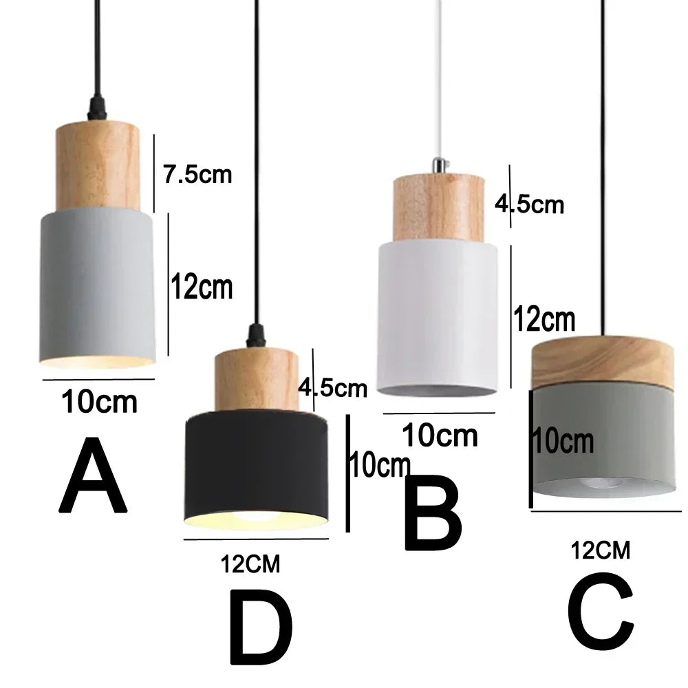 Nowoczesne Wiszące Lampy LED Nordic z Metalu i Drewna - Lampy do Jadalni i Kuchni