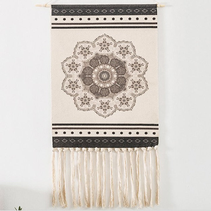 Boho Tkanina Ścienna, Makrama, Dekoracja Domu, Bawełnowy Frędzel, Ręcznie Wykonane, Tkane, Geometriczna Sztuka na Płótnie, Tkaniny na Tło