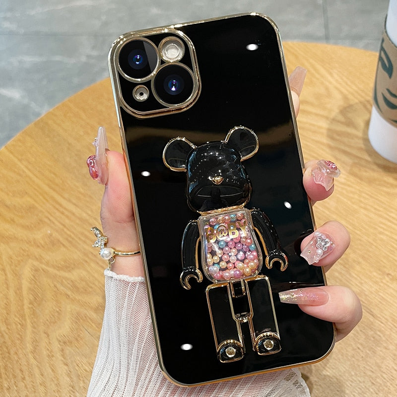 Etui na telefon 3D z lalką dla miłośników niedźwiedzi w kolorach
